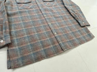 60s Shadow Plaid Loop Wool Shirt SalmonPink&Gray