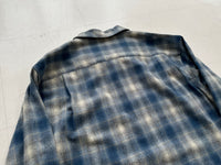90s Pendleton Shadow Plaid Board Shirt L TurquoiseBlue&White