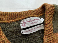 60s TOWNE AND KING V neck Mohair Sweater L Border