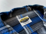 60s GRANELLA Shadow Plaid Rayon Shirt M Blue Black & Gray