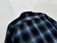 60s Cascade Shadow Plaid Wool Board Shirt M Black&Blue