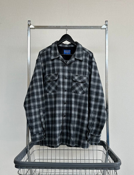 90s Pendleton Shadow Plaid Board Shirt XL Black&Gray