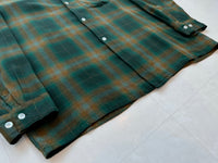 60s ARROW ShadowPlaid Rayon Shirt L ForestGreen
