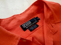 90s Polo Ralph Lauren LOWELL SPORT Linen L/S Shirt M HermesOrange