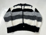 60s PURITAN Border Mohait Cadigan L Black White&Gray