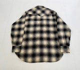 70s PENDLETON Shadow Plaid Western Shirt L Black&White