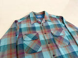 60s Pendleton Shadow Plaid Board Shirt XL Turquoise