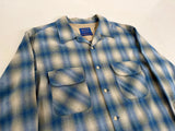 90s PENDLETON Shadow Plaid Board Shirt L TurquoiseBlue