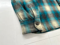 60s Shadow Plaid Loop Wool Shirt Emerald