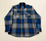 90s PENDLETON Shadow Plaid Western Shirt XL Blue&Gray