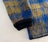 60s Mohair Plaid Cardigan Blue&Mustard