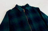 80s Eddie Bauer Shadow Plaid Wool Zip Jacket XL Green