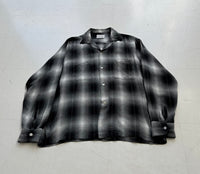 60s TOWNCRAFT Shadow Plaid Rayon Loop Shirt M Black&White