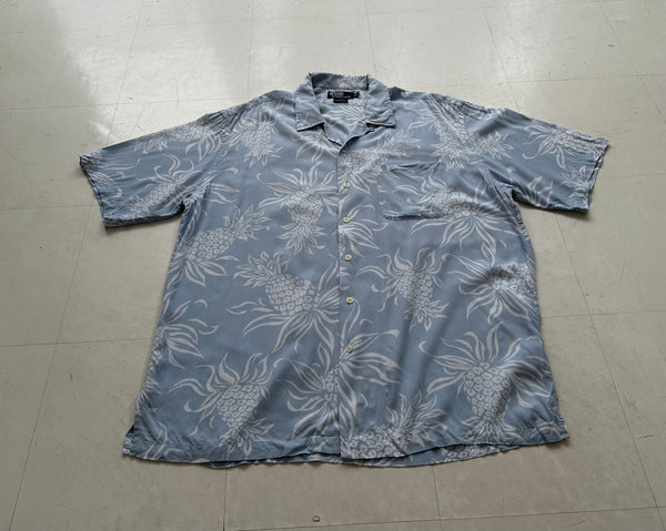 90s Polo Ralph Lauren CLAYTON Hawaiian Rayon Loop Shirt XL SkyBlue