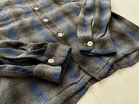 60s AIRMAN ShadowPlaid Rayon Loop Shirt M Black