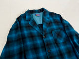 70s PENDLETON Shadow Plaid Wool Jacket XL Blue
