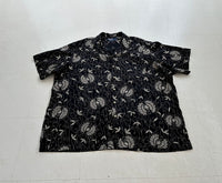90s Polo Ralph Lauren CLAYTON Black Flower&Leaf Shirt XXL Black