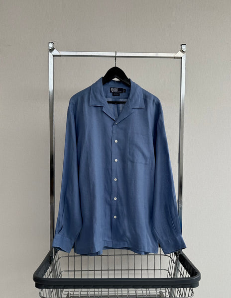 90s Polo RalphLauren CALDWELL Linen L/S Shirt L LightBlue