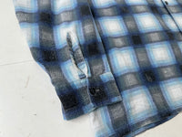 80s Career Club Shadow Plaid Flannel Shirt XL Blue&Black