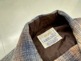 60s Cascade Shadow Plaid Loop Wool Shirt XL Navy&Brown