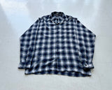 90s Polo Ralph Lauren CALDWELL Rayon Shadow Plaid L/S Shirt M Blue&White