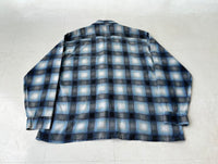 80s Career Club Shadow Plaid Flannel Shirt XL Blue&Black