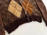 60s McGregor Argyle Mohair Cardigan M Brown