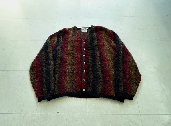 60s gary Reed Shadow Plaid Mohair Cardigan L Black