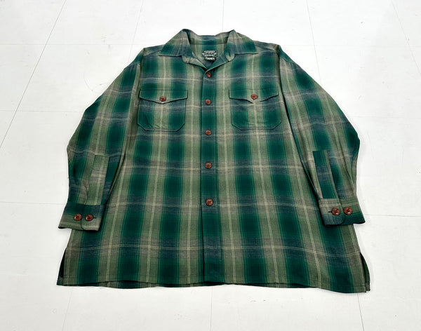 90s Polo Country Rayon ShadowPlaid L/S Shirt M green
