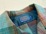 60s Pendleton Shadow Plaid Board Shirt XL Turquoise