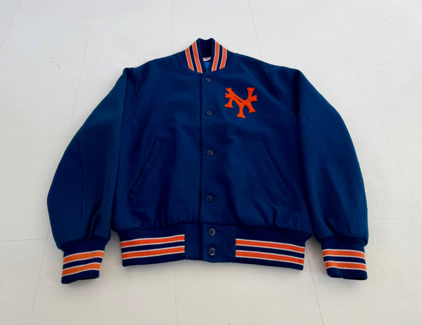 70s EMPIRE NY Mets Melton Varsity Jacket XL Blue