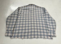 60s Lanerossi Shadow Plaid Loop Wool Shirt L Turquoise&Ivory