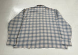 60s Lanerossi Shadow Plaid Loop Wool Shirt L Turquoise&Ivory
