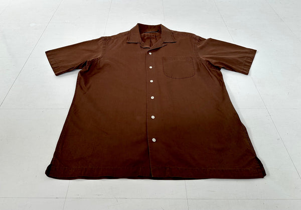 90s Polo Ralph Lauren Cotton&Linen Loop Shirt M Chocolate Brown