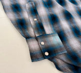 70s SIR PENDLETON Shadow Plaid Western Shirt L Blue