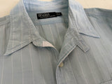 90s Polo Ralph Lauren Striped Work Shirt XL SkyBlue