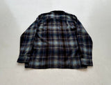 60s Lumber Jack Shadow Plaid Wool Board Shirt M Navy&Brown