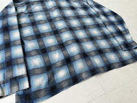 80s Career Club Shadow Plaid Flannel Shirt XL Blue&Black