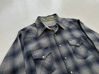70s Pendleton Shadow Plaid Western Shirt L Gray