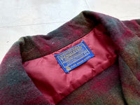 60s Pendleton ShadowPlaid Board Shirt L Burgundy&Green