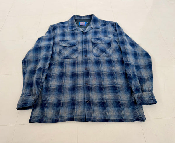 90s Pendleton Shadow Plaid Board Shirt M Blue