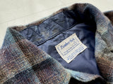 60s Lumber Jack Shadow Plaid Wool Board Shirt M Navy&Brown