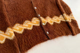 50s FRUIT LOOM Mohair Cardigan M DeepBrown