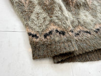 60s CAMPUS Diamond Mohair Cardigan XL Khaki