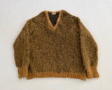 50s JAEGER Mohair Knit Striped Sweater 42 Mustard&Black