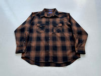 90s Pendleton Shadow plaid Western Shirt XXL Brown