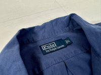 90s Polo Ralph Lauren Cotton&Linen Loop Shirt L Navy