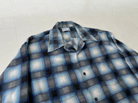 80s Career Club Shadow Plaid Flannel Shirt XL Blue&Black