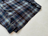 60s Lumber Jack Shadow Plaid Wool Board Shirt M Navy&Brown