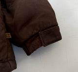 90s Timberland WeatherGear Leather Puffer Jacket L DeepBrown